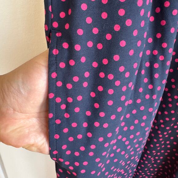 J. Jill Wearever Knit Shirt Dress Navy Blue Red Polka Dot Women's Size Plus 2X - Picture 3 of 11